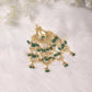 Gold-Polished White Green Kundan-Studded Beaded Jhoomar Passa - Ruby Raang | Swadesiicart
