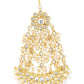 Gold-Polished White Kundan-Studded Beaded Handcrafted Jhumar Passa - Ruby Raang | Swadesiicart