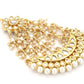 Gold-Polished White Kundan-Studded Beaded Handcrafted Jhumar Passa - Ruby Raang | Swadesiicart