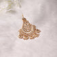 Women's Gold-Polished White Red Kundan-Studded Beaded Jhumar Passa - Ruby Raang | Swadesiicart