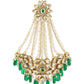 Gold-Polished Green White Kundan Studded Jhoomar Passa - Ruby Raang | Swadesiicart