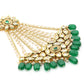 Gold-Polished Green White Kundan Studded Jhoomar Passa - Ruby Raang | Swadesiicart