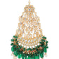Gold-Polished Green White Kundan-Studded Jhumar Passa - Ruby Raang | Swadesiicart