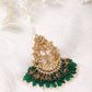 Gold-Polished Green White Kundan-Studded Jhumar Passa - Ruby Raang | Swadesiicart