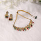 Gold-Polished Green White Kundan Stone-Studded Pearl-Beaded Jewellery Set - Ruby Raang - Swadesiicart