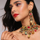Gold-Polished Multicolored Kundan-Studded Beaded Jewellery Set - Ruby Raang - Ruby Raang Studio