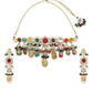 Gold-Polished Multicolored Kundan-Studded Beaded Jewellery Set - Ruby Raang - Swadesiicart