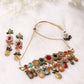 Gold-Polished Multicolored Kundan-Studded Beaded Jewellery Set - Ruby Raang - Swadesiicart
