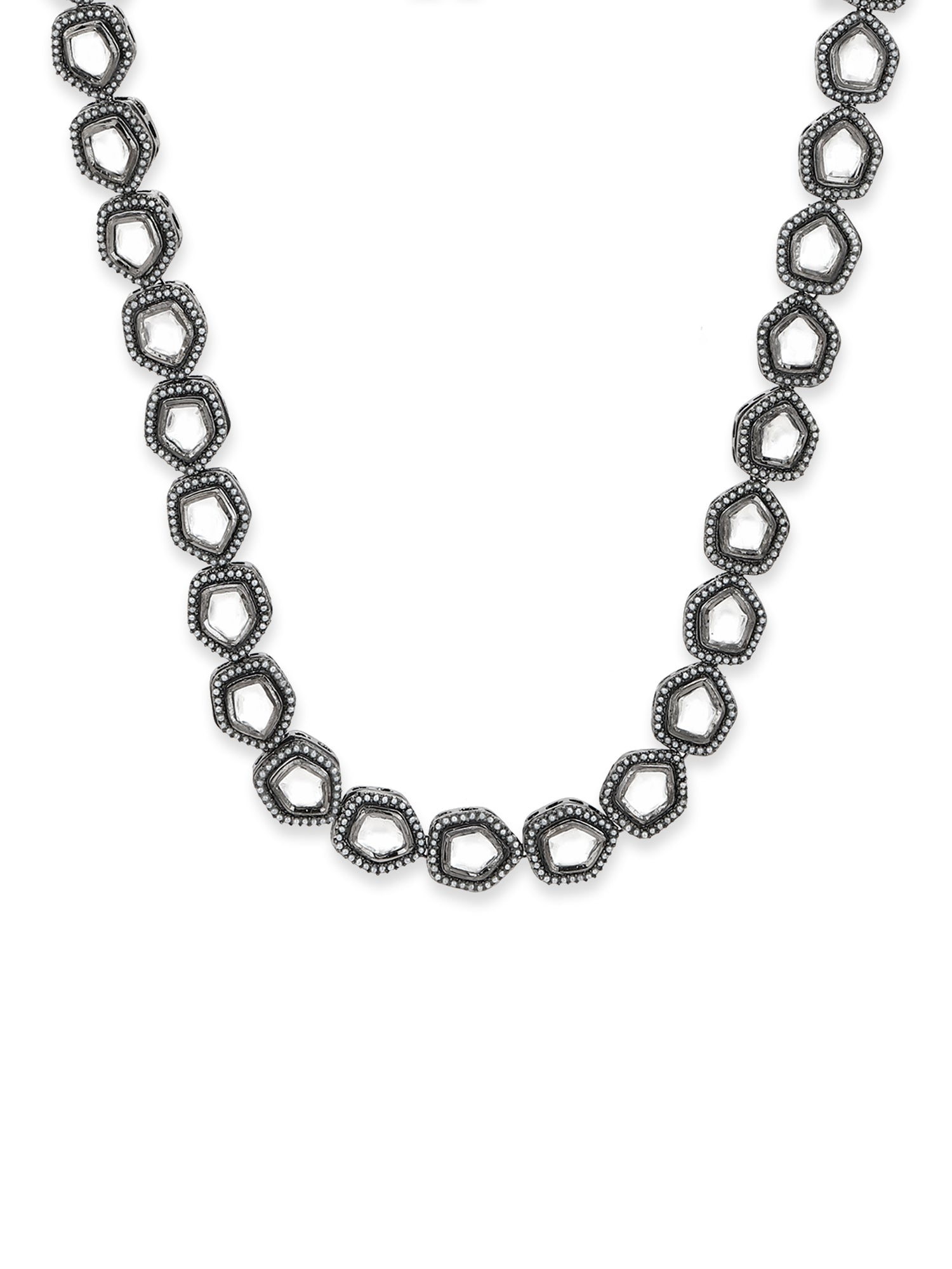 Black Brass Rhodium-Plated Necklace - Ruby Raang | Swadesiicart
