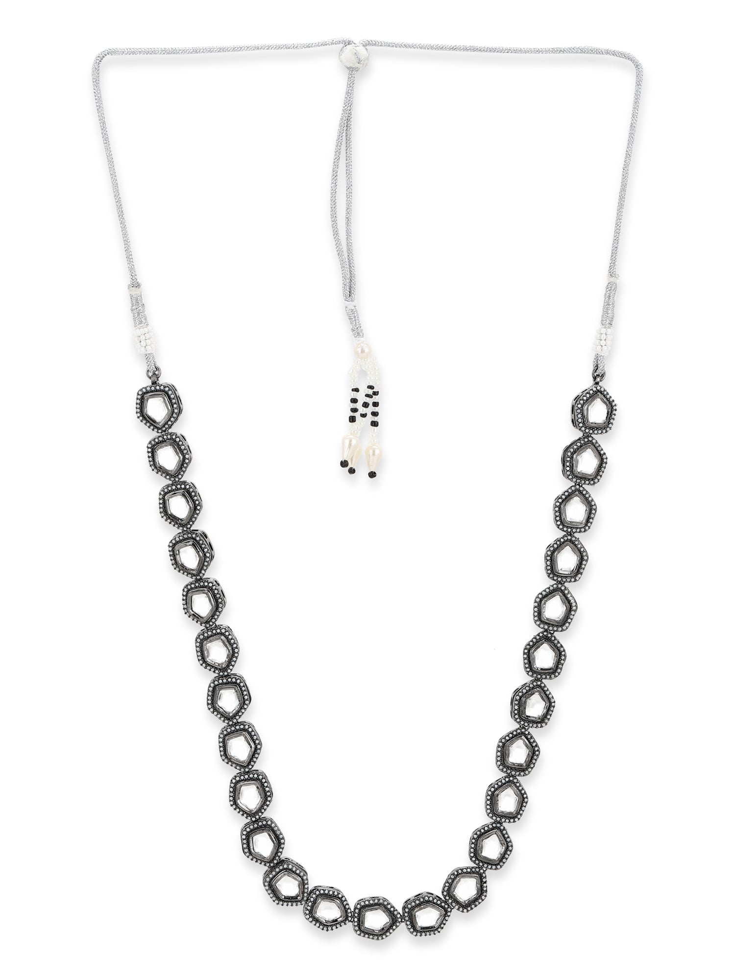 Black Brass Rhodium-Plated Necklace - Ruby Raang | Swadesiicart