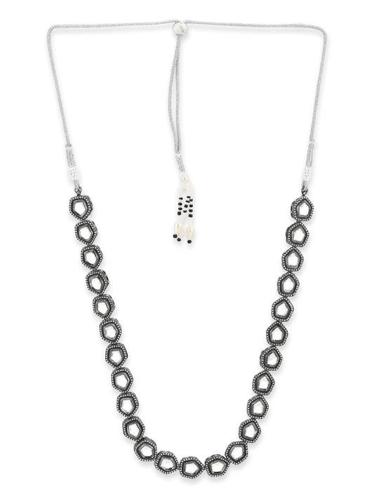 Black Brass Rhodium-Plated Necklace - Ruby Raang | Swadesiicart