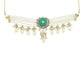 White Blue Brass Gold-Polished Necklace - Ruby Raang | Swadesiicart