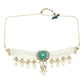 White Blue Brass Gold-Polished Necklace - Ruby Raang | Swadesiicart
