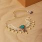 White Blue Brass Gold-Polished Necklace - Ruby Raang | Swadesiicart