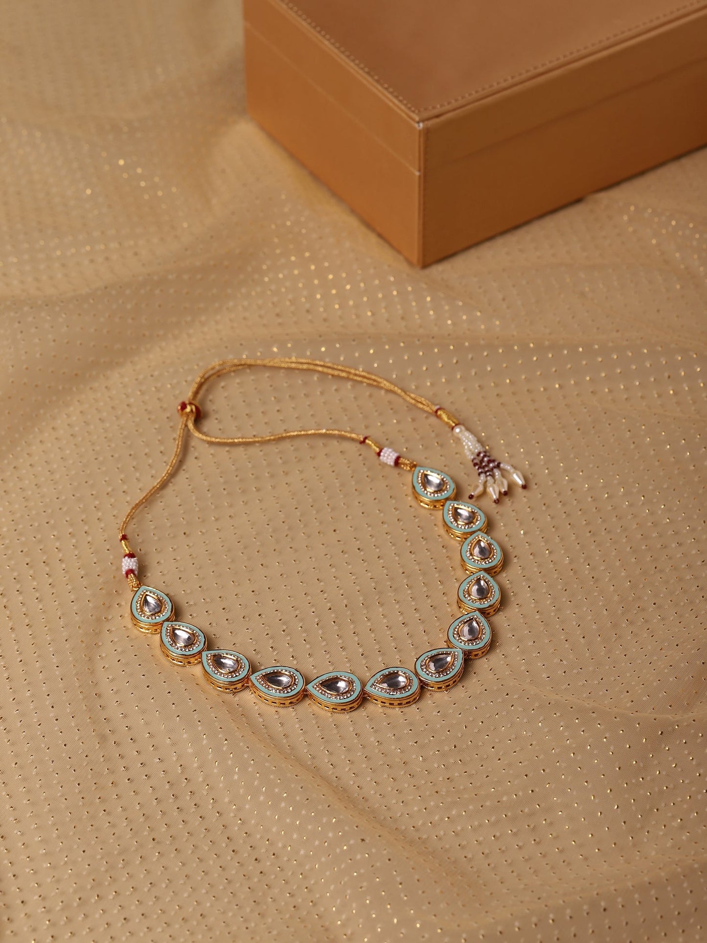 Green Brass Gold-Polished Necklace - Ruby Raang | Swadesiicart