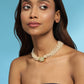 Gold-Toned White Gold-Polished Handcrafted Necklace - Ruby Raang | Swadesiicart