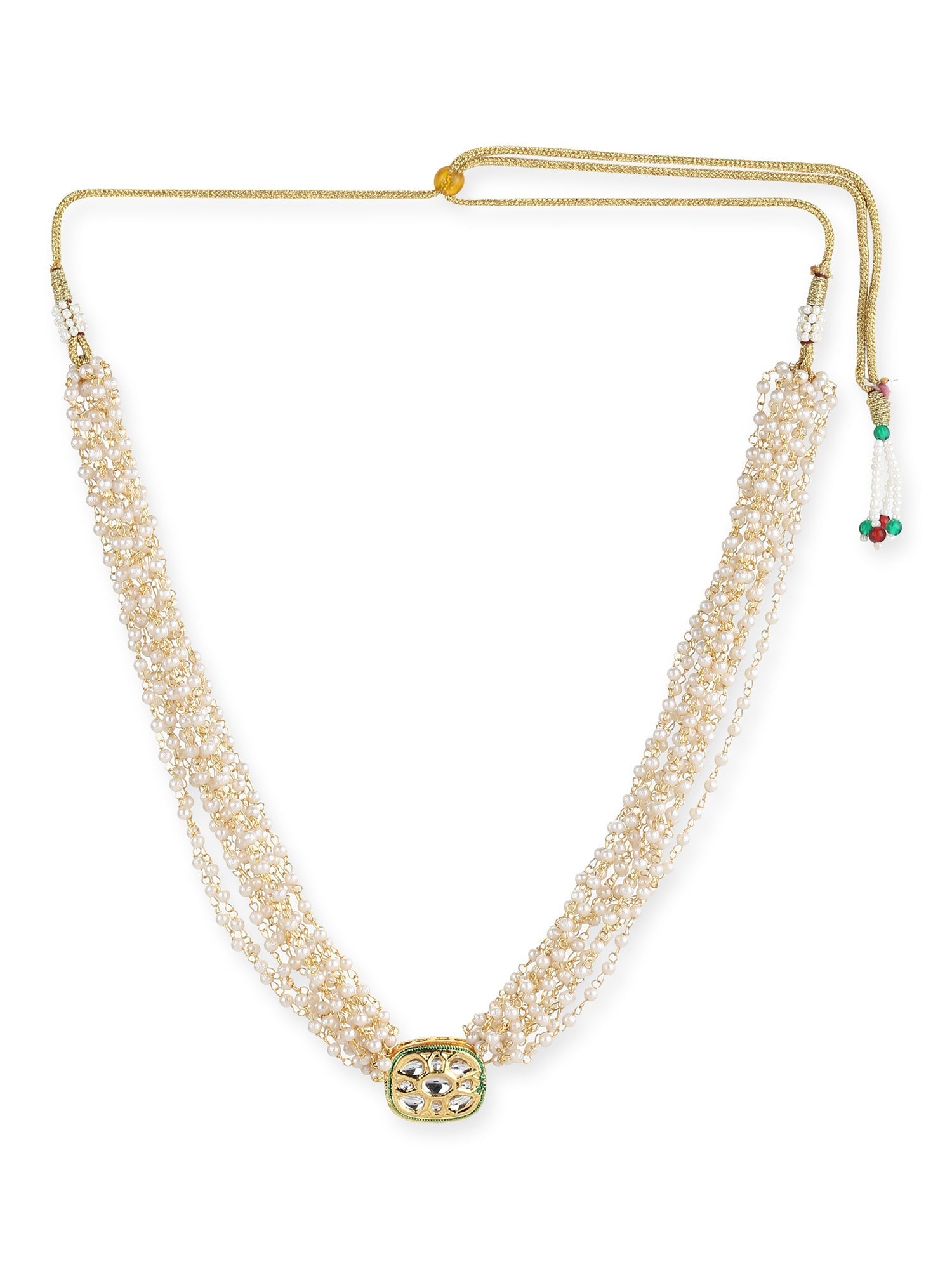 Gold-Toned White Gold-Polished Handcrafted Necklace - Ruby Raang | Swadesiicart