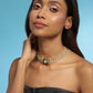 Gold-Polished White Green Brass Kundan Pearls Choker Necklace - Ruby Raang | Swadesiicart