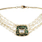 Gold-Polished White Green Brass Kundan Pearls Choker Necklace - Ruby Raang | Swadesiicart