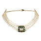 Gold-Polished White Green Brass Kundan Pearls Choker Necklace - Ruby Raang | Swadesiicart