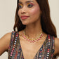 Gold-Toned Pink Gold-Polished Handcrafted Necklace - Ruby Raang | Swadesiicart