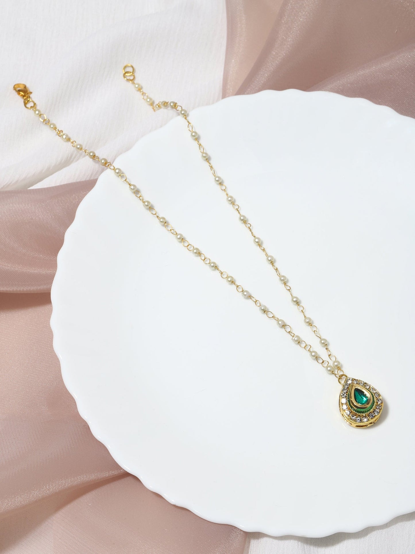 Gold-Polished White Brass Necklace - Ruby Raang | Swadesiicart