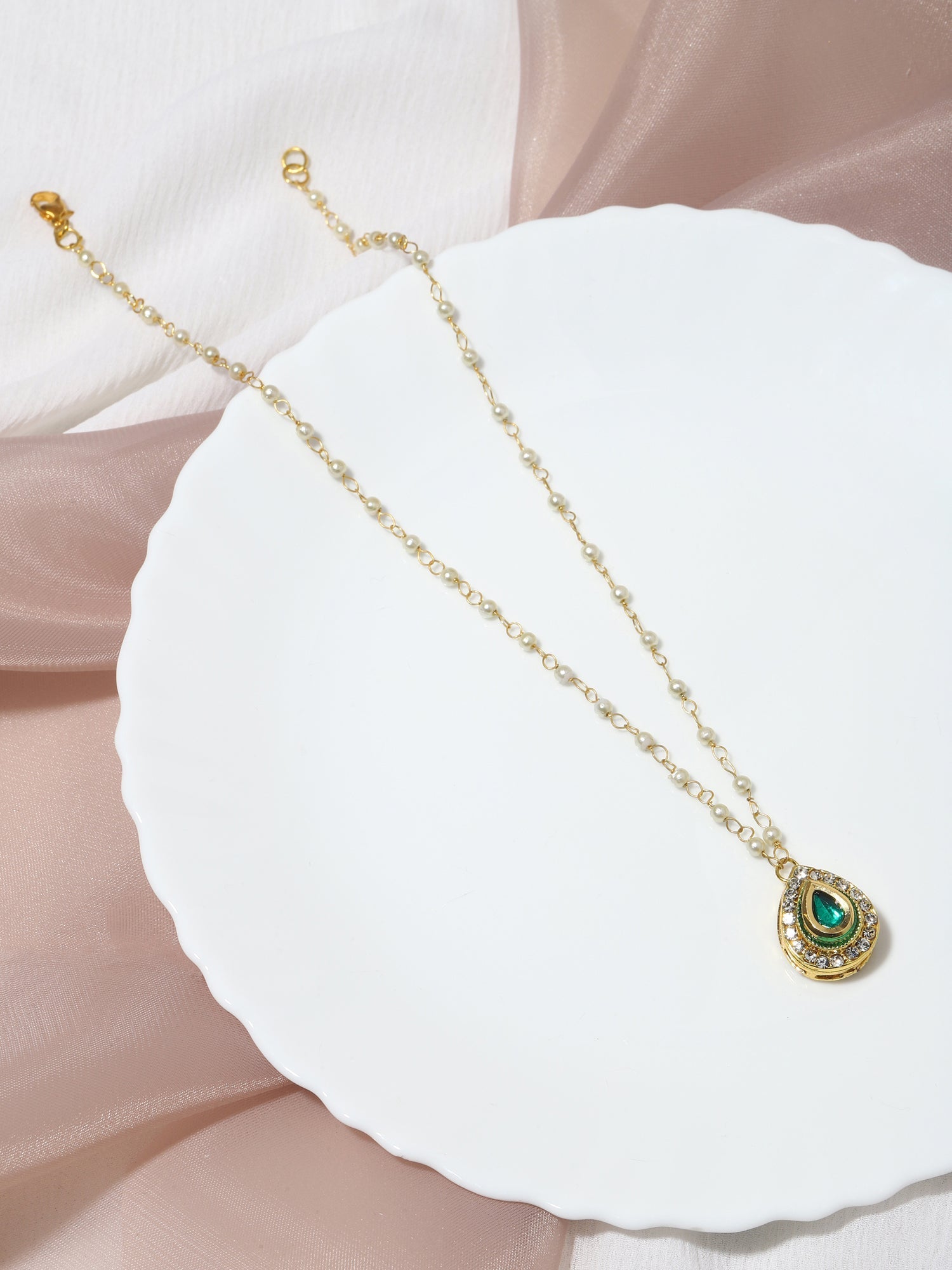 Gold-Polished White Brass Necklace - Ruby Raang | Swadesiicart