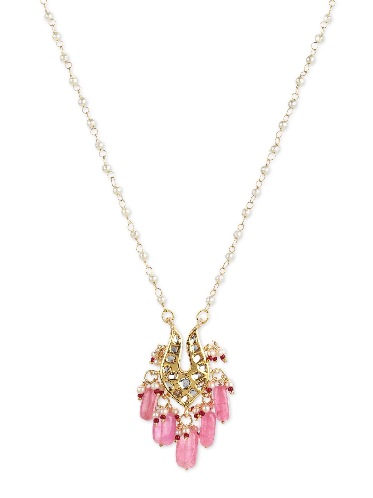 Gold-Polished Pink Brass Necklace - Ruby Raang | Swadesiicart