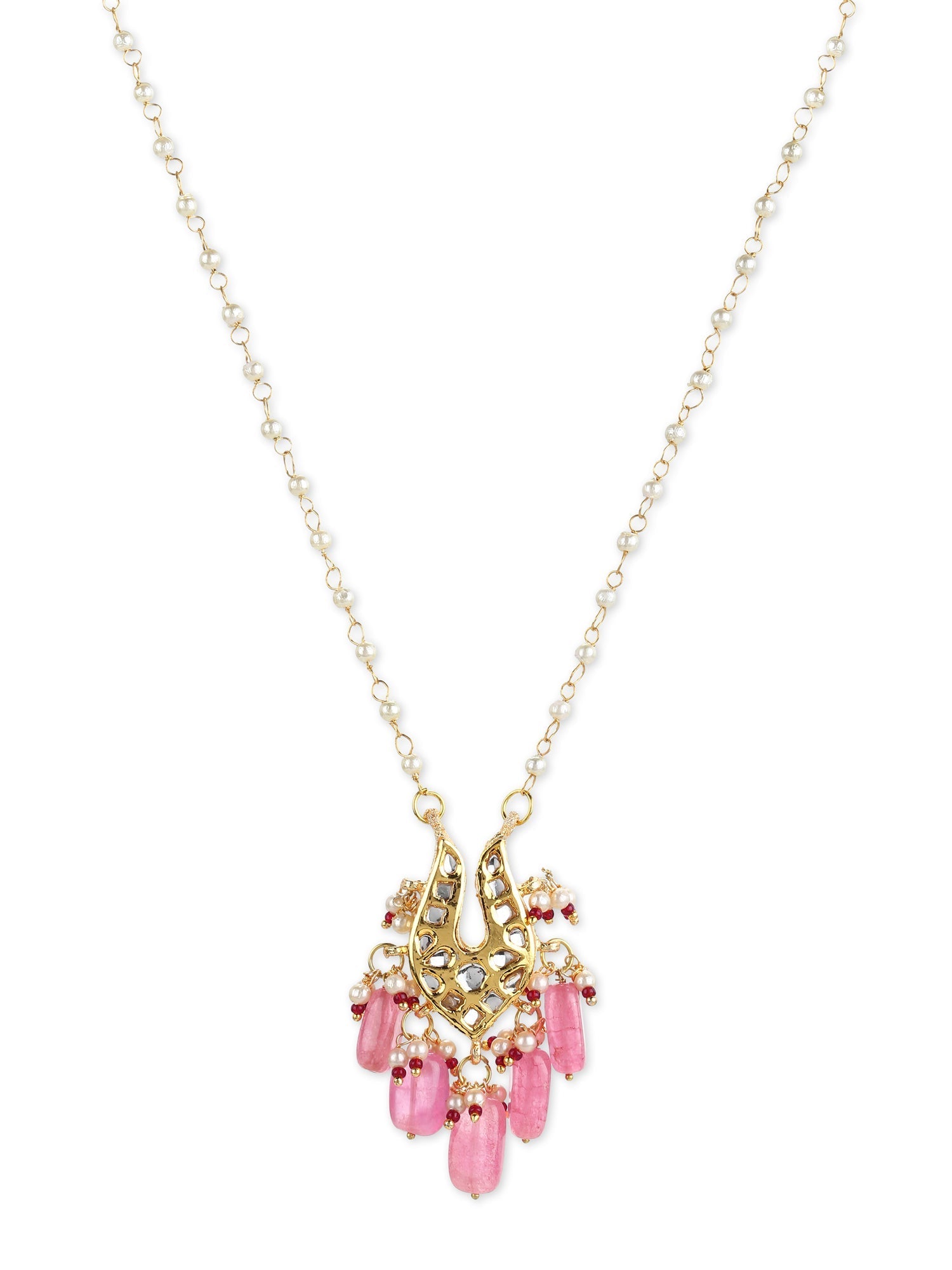 Gold-Polished Pink Brass Necklace - Ruby Raang | Swadesiicart