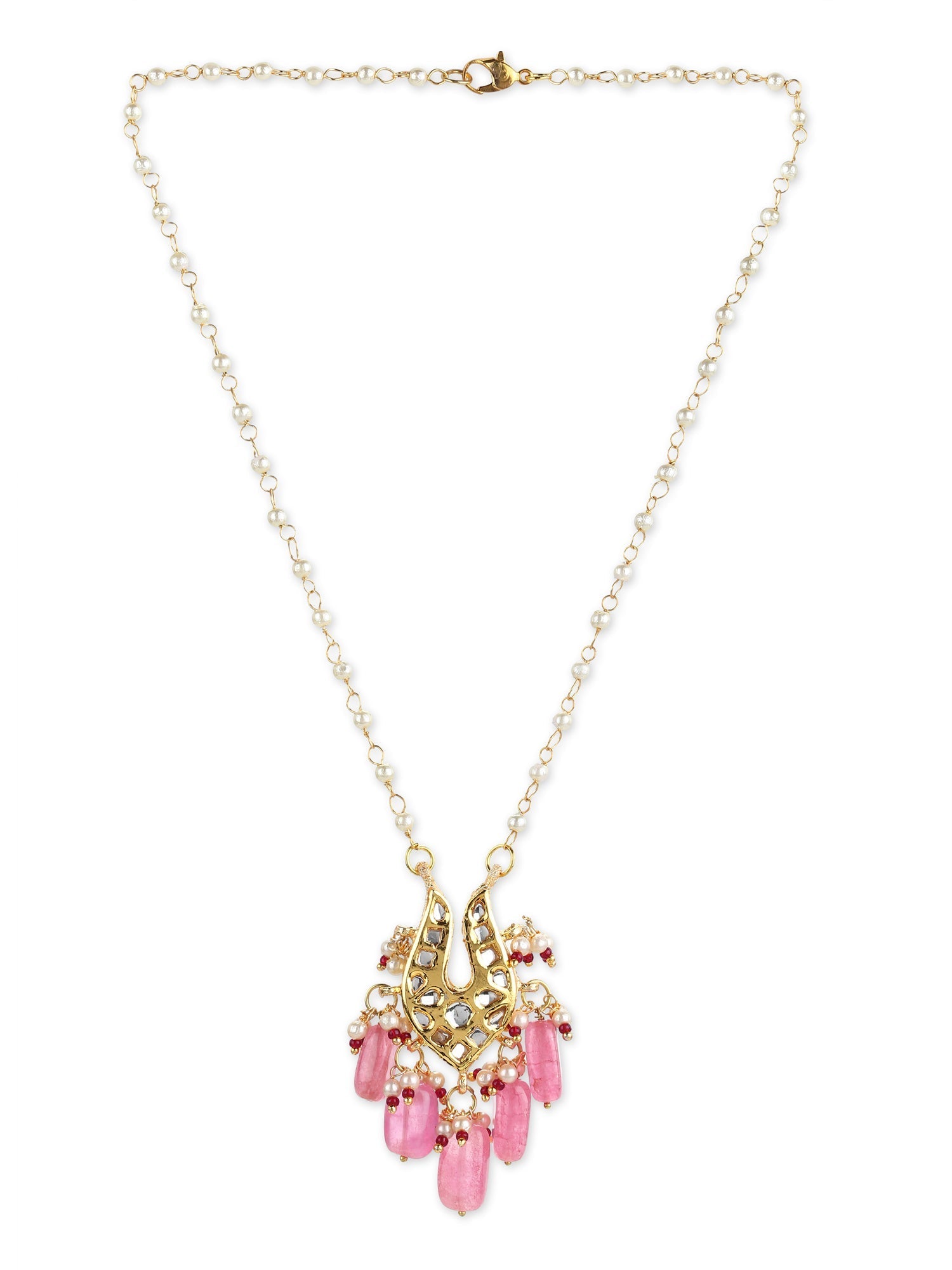 Gold-Polished Pink Brass Necklace - Ruby Raang | Swadesiicart