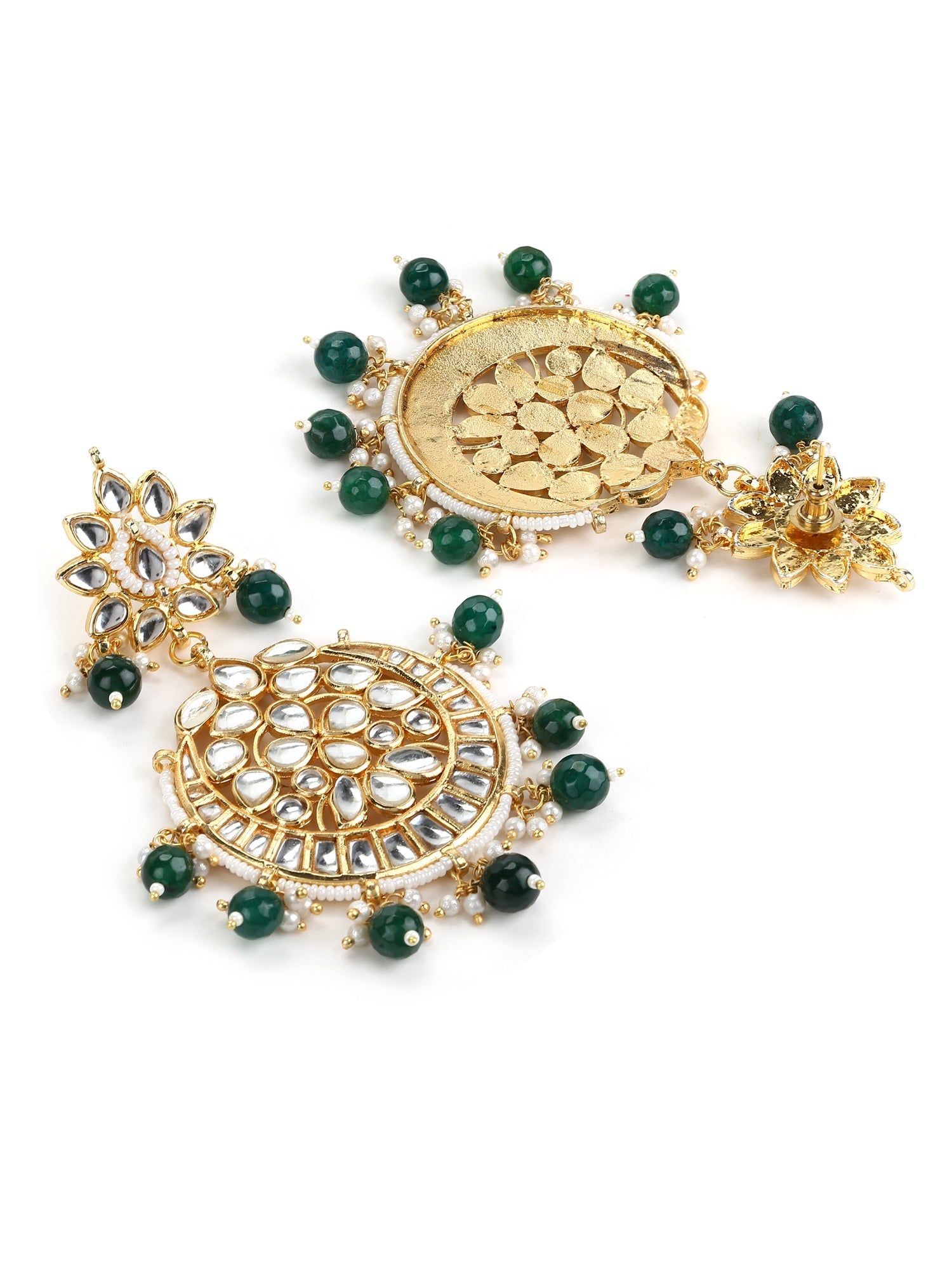 Gold-Polished Gold Kundan Studded Maharani Jewellery Set - Ruby Raang - Swadesiicart