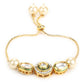 Women's Gold-Polished White Brass Kundan Charm Bracelet - Ruby Raang - Swadesiicart