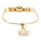 Women's Gold-Polished White Brass Kundan Charm Bracelet - Ruby Raang - Swadesiicart
