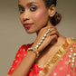 Women's Gold-Polished White Green Brass Kundan Ring Bracelet - Ruby Raang - Ruby Raang Studio