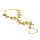 Women's Gold-Polished White Brass Kundan Bangle-Style Bracelet - Ruby Raang - Swadesiicart