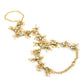 Women's Gold-Polished White Brass Kundan Bangle-Style Bracelet - Ruby Raang - Swadesiicart