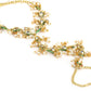 Women's Gold-Polished White Brass Kundan Bangle-Style Bracelet - Ruby Raang - Swadesiicart