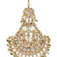 Gold-Polished Kundan Studded Maang Tikka Jhoomar - Ruby Raang | Swadesiicart