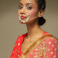 White Gold-Toned Plated Kundan Vilandi Chained Nose Ring - Ruby Raang | Swadesiicart