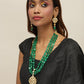 Green Gold-Polished Long Kundan Jewellery Set - Ruby Raang - Ruby Raang Studio