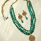 Green Gold-Polished Long Kundan Jewellery Set - Ruby Raang - Swadesiicart