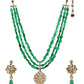 Green Gold-Polished Long Kundan Jewellery Set - Ruby Raang - Swadesiicart