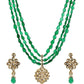Green Gold-Polished Long Kundan Jewellery Set - Ruby Raang - Swadesiicart