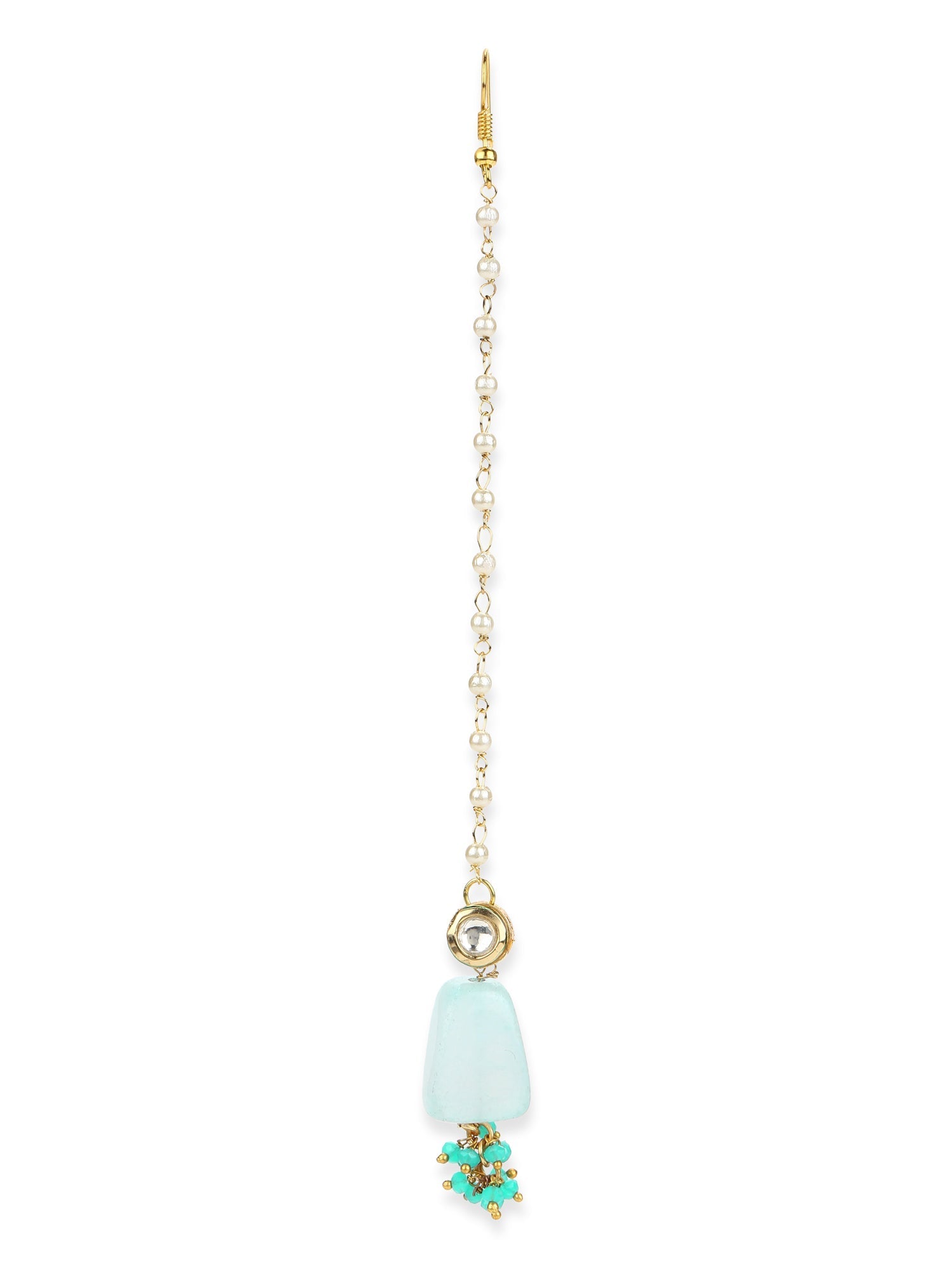 Turquoise Blue Kundan Maang Tikka - Ruby Raang | Swadesiicart