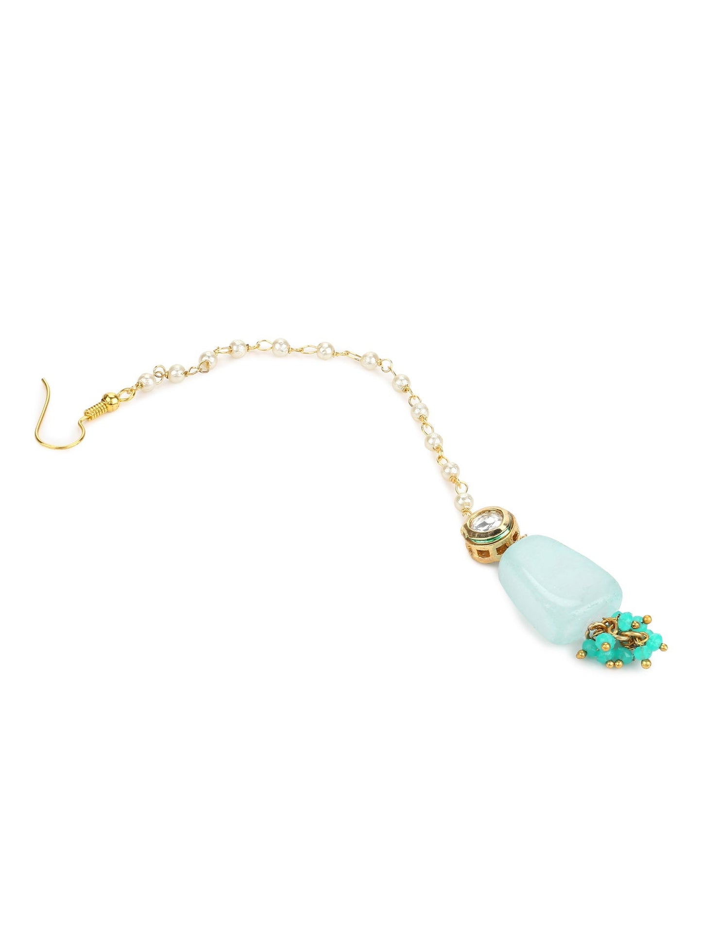 Turquoise Blue Kundan Maang Tikka - Ruby Raang | Swadesiicart