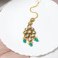 Gold-Polished Green White Kundan-Studded Maang Tikka - Ruby Raang | Swadesiicart