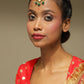Gold-Polished Green Kundan-Studded Maang Tikka - Ruby Raang | Swadesiicart