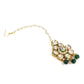 Gold-Polished Green Kundan-Studded Maang Tikka - Ruby Raang | Swadesiicart