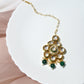 Gold-Polished Green Kundan-Studded Maang Tikka - Ruby Raang | Swadesiicart