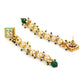 Cream-Coloured Green Gold-Polished Kundan Studded Contemporary Drop Earrings - Ruby Raang | Swadesiicart